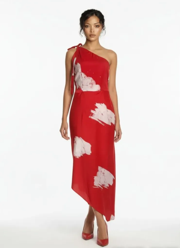 [LW005] Silk One Shoulder Dress